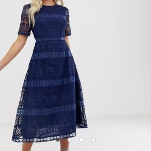 Asos Navy Lace Midi Dress 4